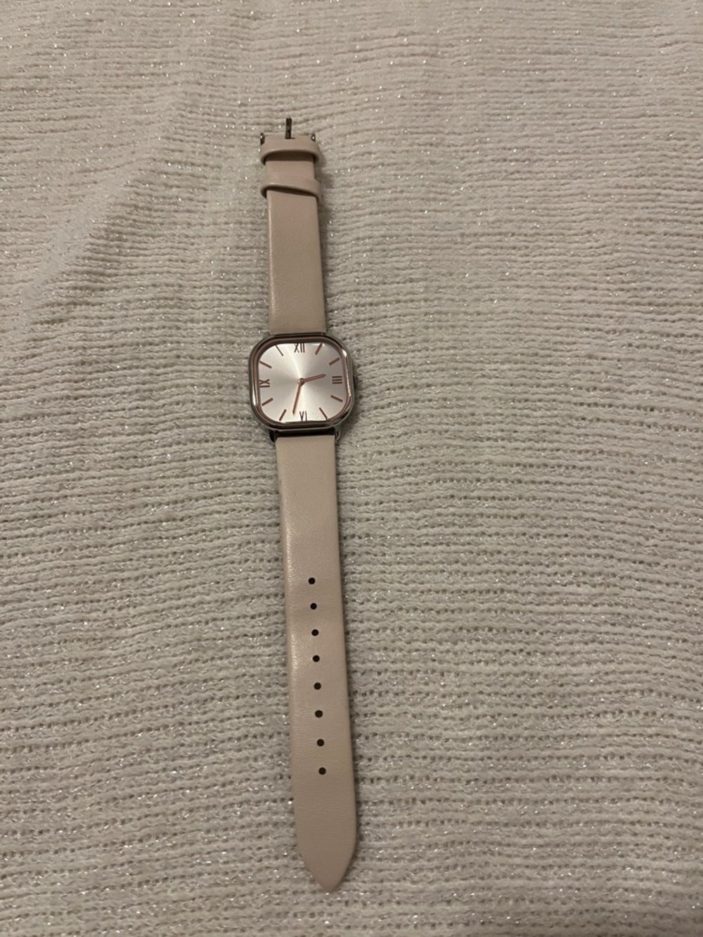 Minimal Square Face Watch in Light Beige